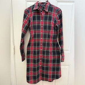 Brooks Brothers Red and Black Plaid Long Sleeve Dress